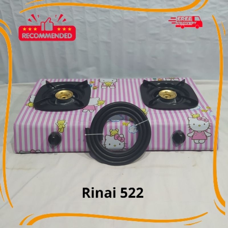 KOMPOR GAS 2 TUNGKU PROMO GRATIS SELANG RINNAI 522 STIKER HELLOKITTY REKONDISI