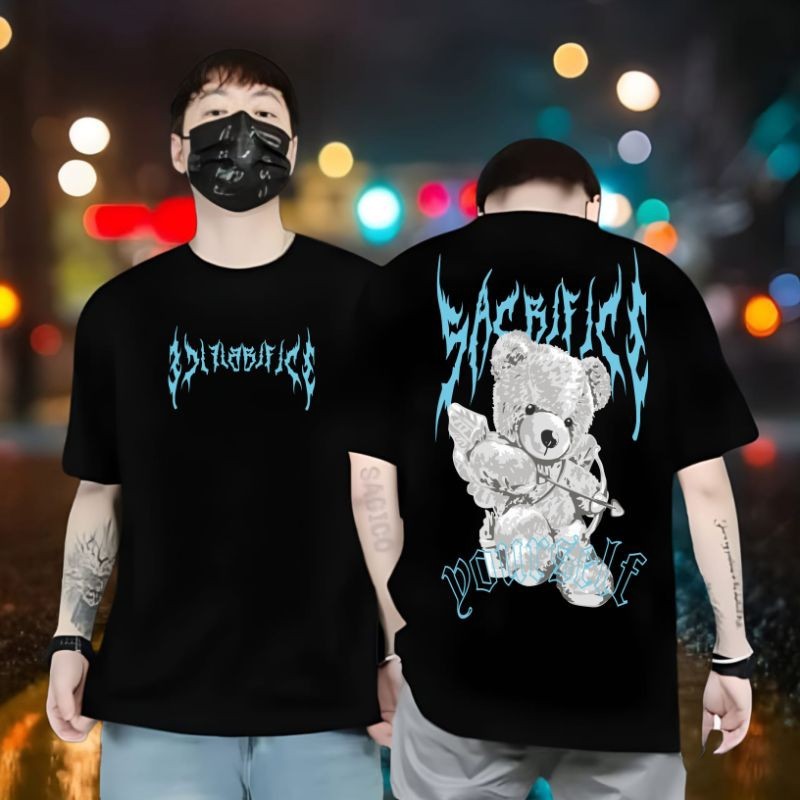 Baju Kaos Distro Tshirt Terlaris Bear Panah Biru Cowok/Cewek Kaos Distro Terlaris Unisex