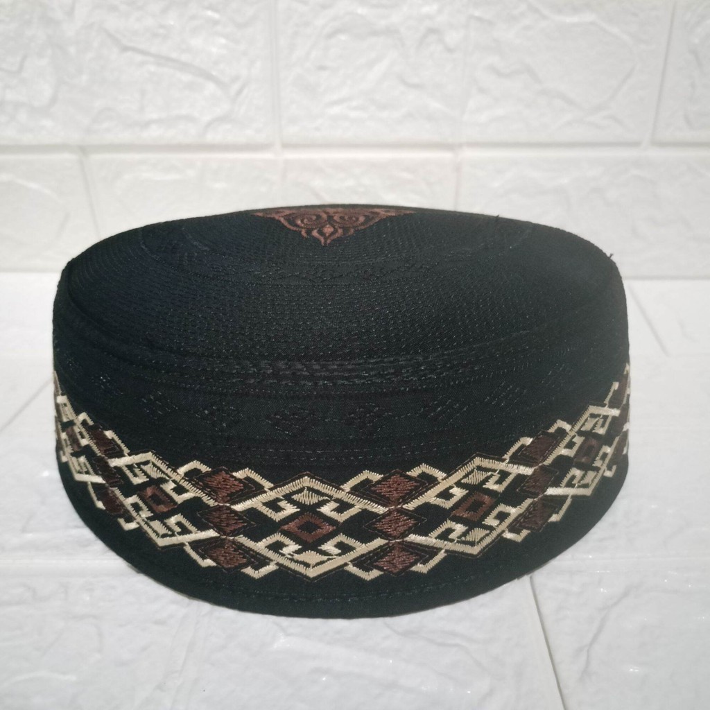 Peci hitam pria kopiah haji motif sudemala premium