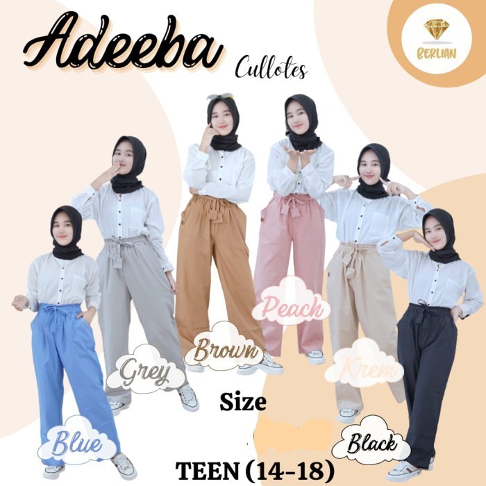 ✨READY✨ -Celana Kulot Anak Perempuan Remaja/Tanggung sz 14-18 th Fayolla Kulot - Cokelat, 18