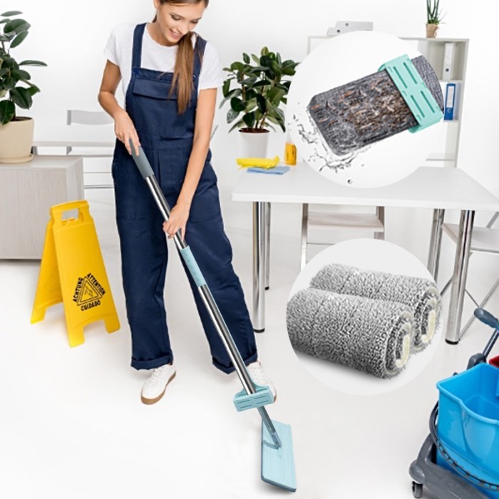 

Alat Pel Lantai Flat Mop Tiang Tarik Berdiri Praktis Ultra Mop 360