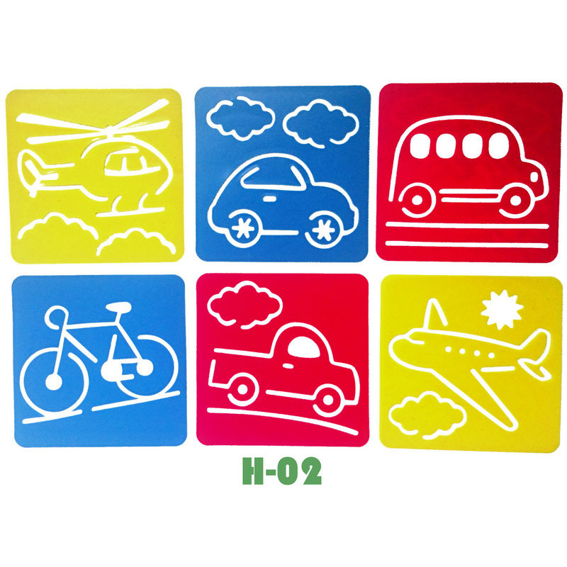 

6PCS/LOT.Car bike vechile transport drawing template stencil Kids art stencils Drawing board Kindergarten arts 14x15cm.18 design