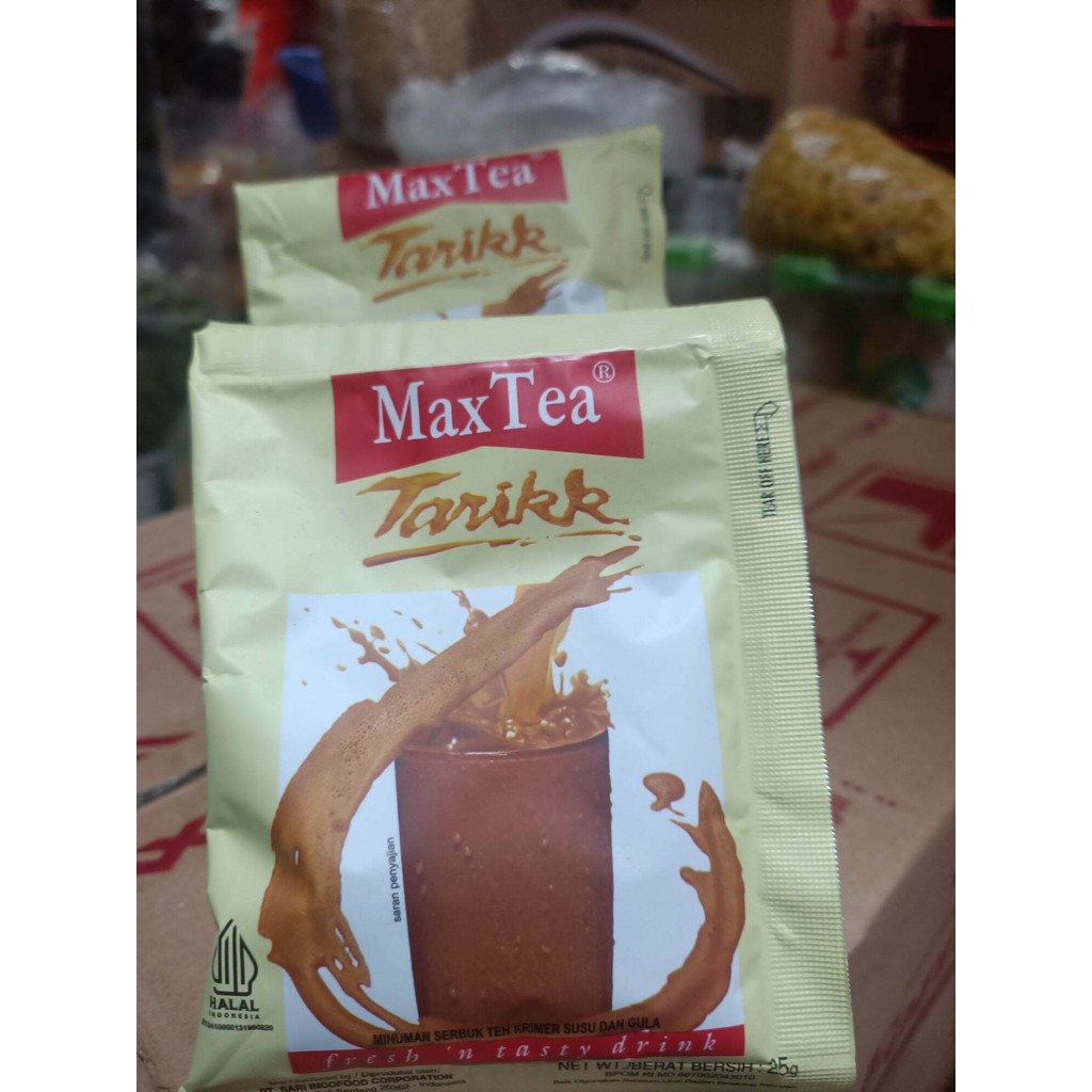 

maxtea tarikk/ minuman serbuk teh krimer susu dan gula