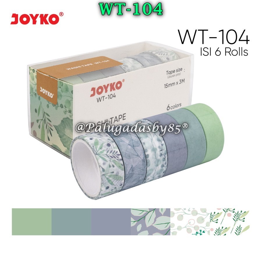

(1 Set Isi 6 Pcs) GROSIR Washi Tape JOYKO WT-104 / Pita Perekat Selotip Kertas Warna Joyko WT-104