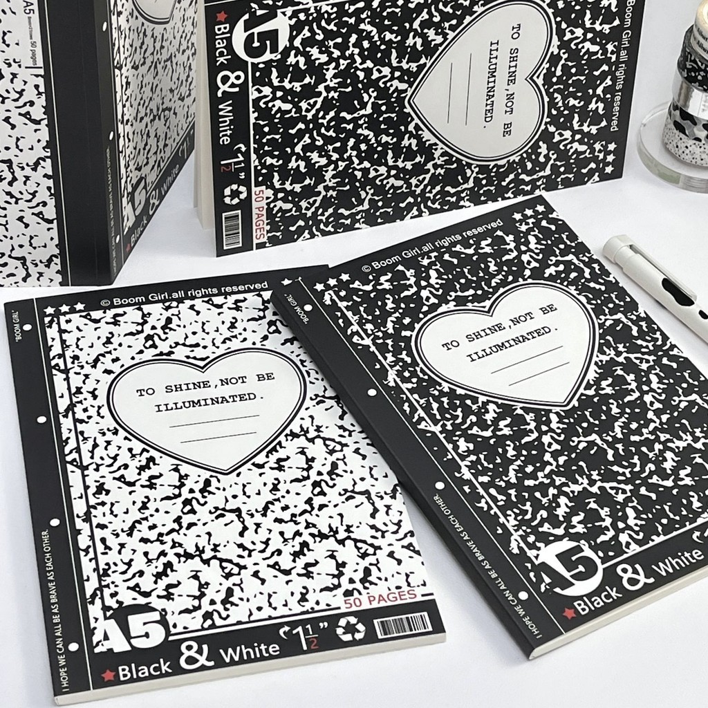 

2Style 50Sheets/book INS Marbled Notebook Vintage Horizontal Line Glued Book for Students High-value Exam Correction Record Book