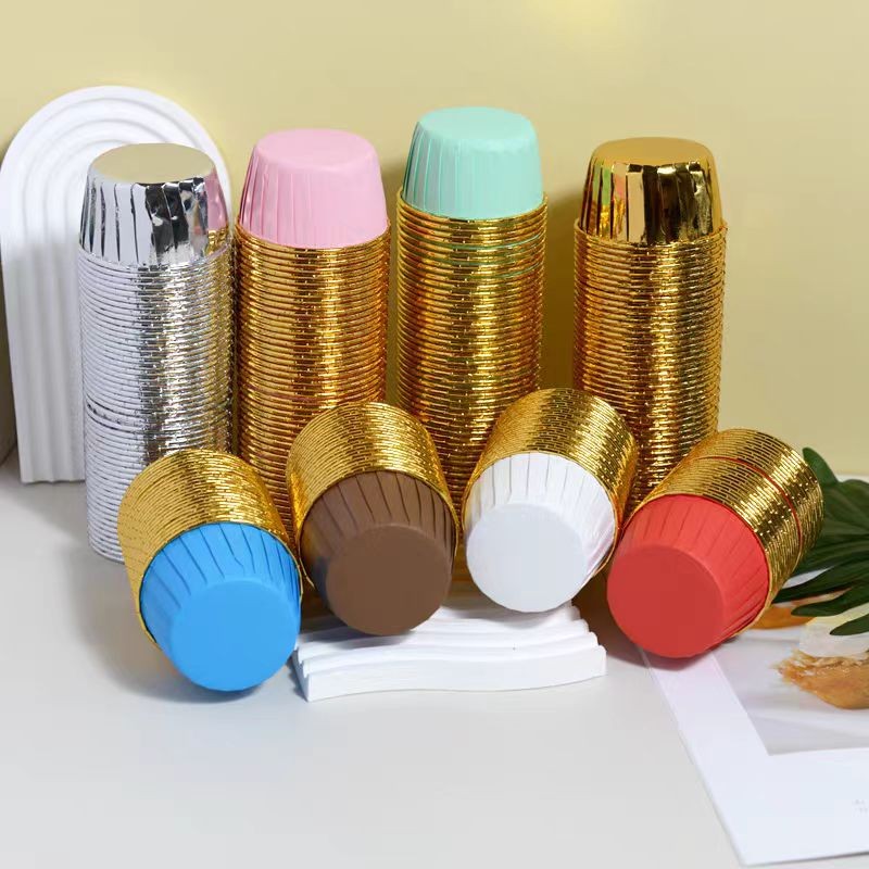 

50pcs Aluminum Foil Paper Mini Cake Baking Cups, Muffin Cupcake Baking Mold Cup, Cupcake liners, Disposable Baking Cups