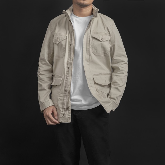 ✨BISA COD✨ -GRGE M65 Utility Hoodie Jacket - Beige, XL