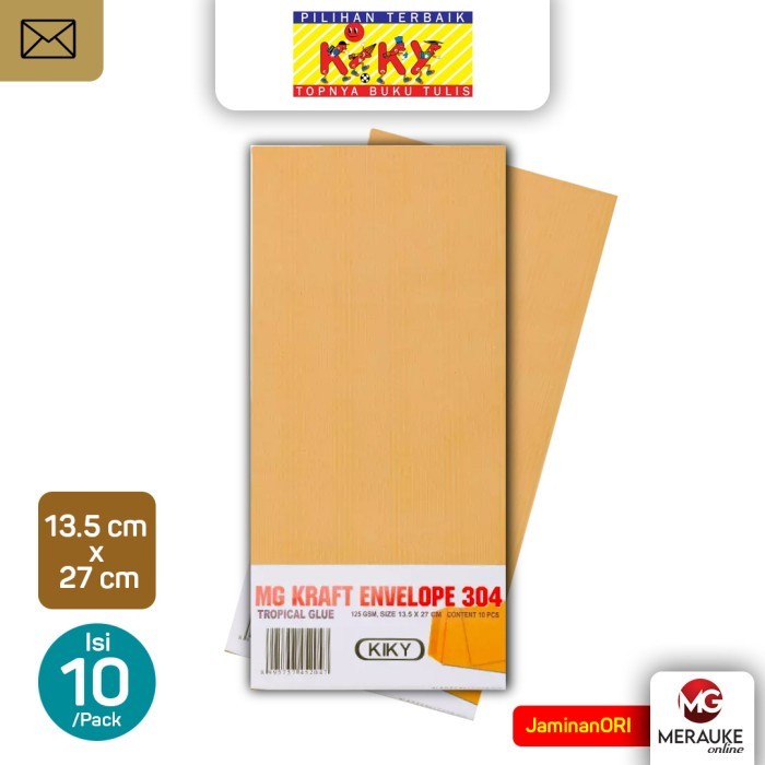 

Amplop Kiky Coklat Polos 304 125gsm isi 10s