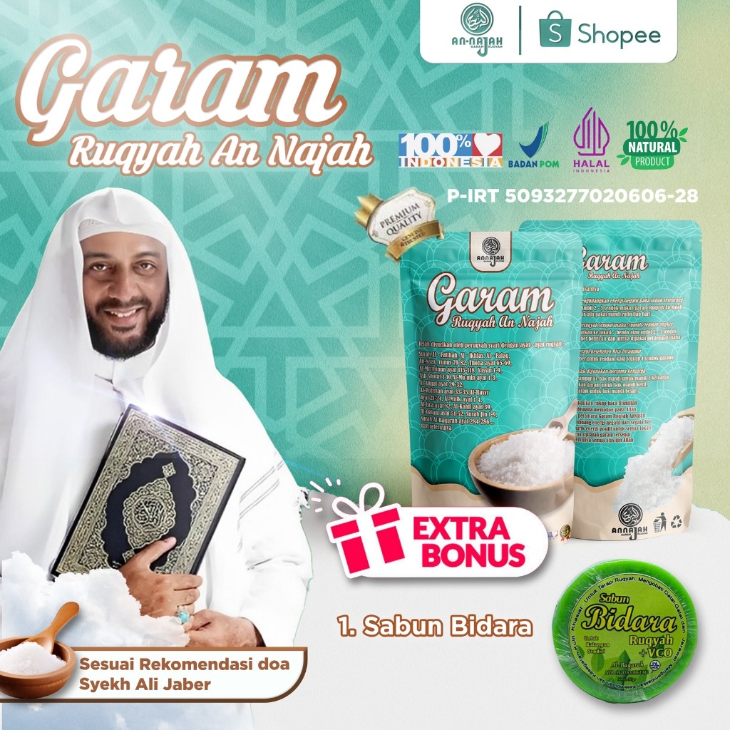 

ORIGINAL PRODUK - GARAM RUQYAH ORIGINAL - Bonus sabun Bidara