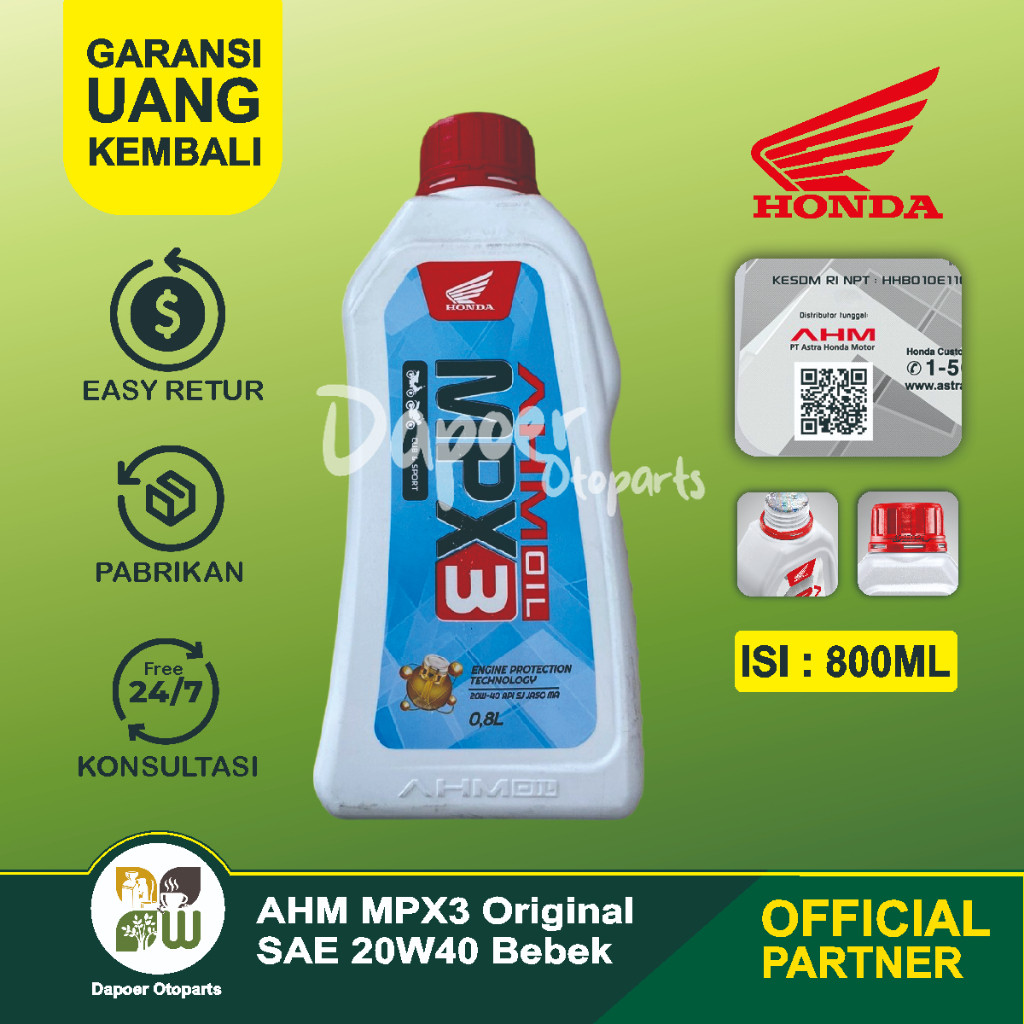 MPX3 Oli Motor Bebek MPX 3 4T AHM Honda Original 800ml
