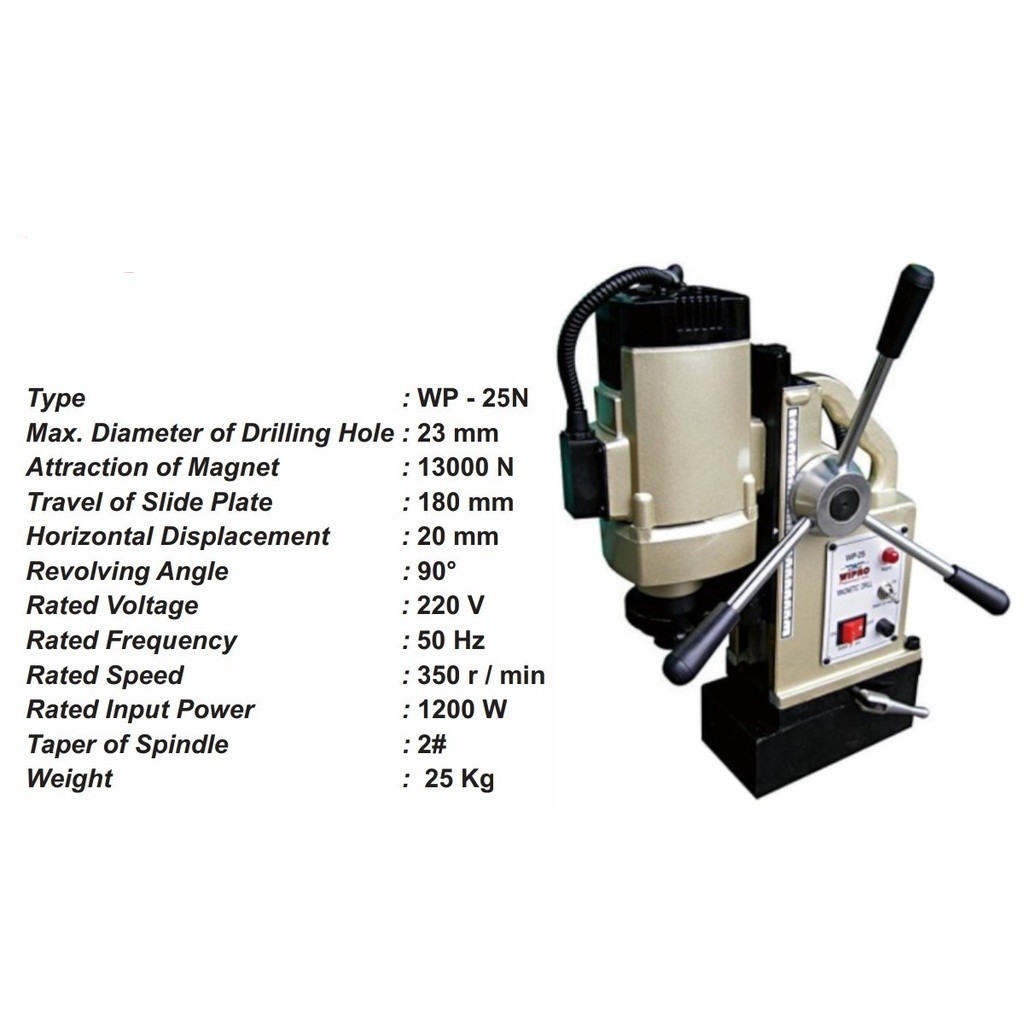 Bor Magnet Duduk 23mm WIPRO WP25N / Magnetic Drill 23 mm WP 25N WIPRO WP-25N - Bor Duduk Listrik WIP