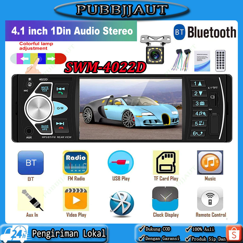 Single Din 4022D Tape Audio Mobil LCD 4.1 Inch Bluetooth MP5 MP3 Media Player Monitor Tape Audio Mob
