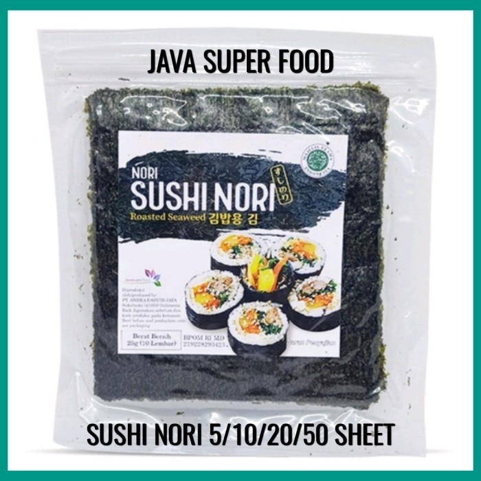 

BEST SELLER JAVA SUSHI NORI SEEWEED RUMPUT LAUT PANGGANG HALAL 5/10/20/50 LEMBAR - 20 Sheets