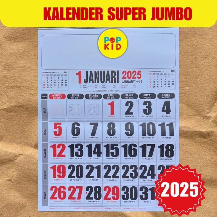 

KALENDER KERJA SUPER JUMBO 2025 12 LEMBAR SERI BEST SELLER