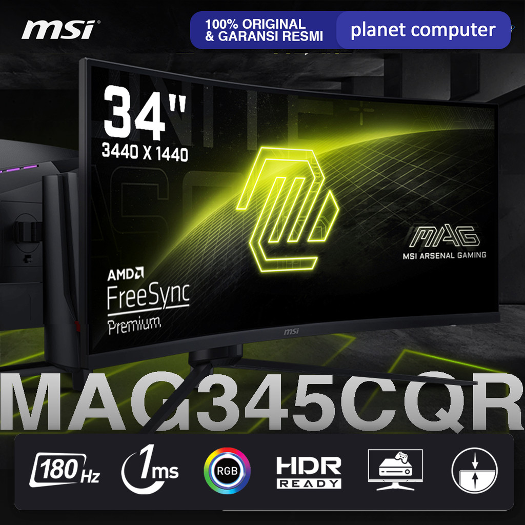 Monitor LED Ultrawide MSI MAG345CQR 34" 1440p 180Hz Curved 1000R Ergo