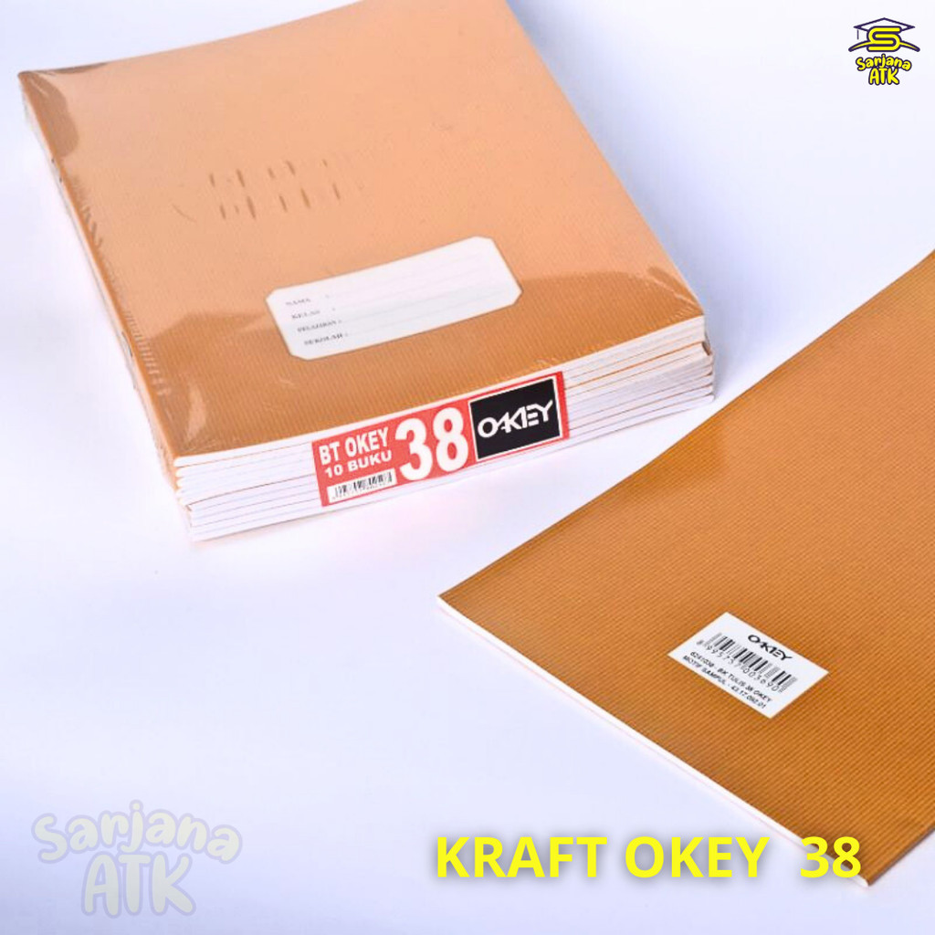

(10 Pcs) Buku Tulis Kraft Okey 38 / Buku Tulis Sampul Coklat Nama