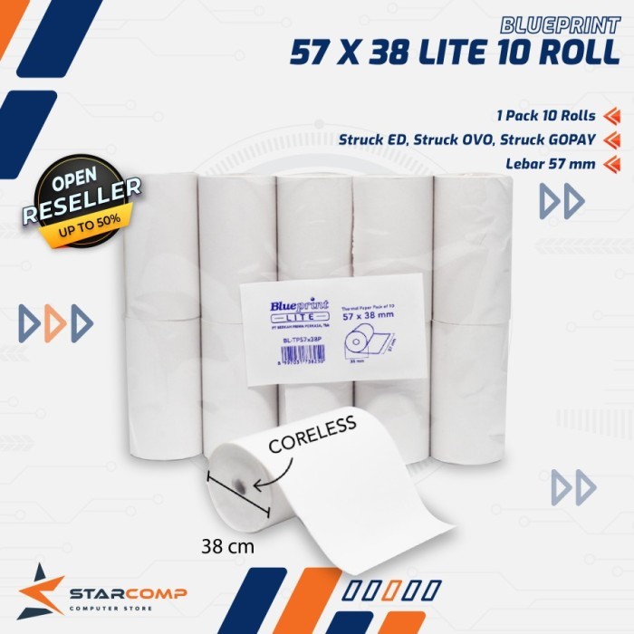 

KERTAS THERMAL STRUK EDC BLUEPRINT LITE 57x38, 57x38os