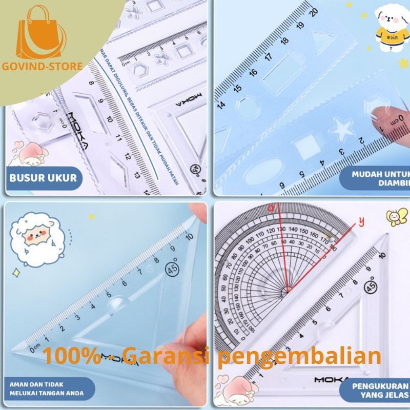 

Penggaris Segitiga Busur dan Lurus Fancy Anak / Premium Ruler