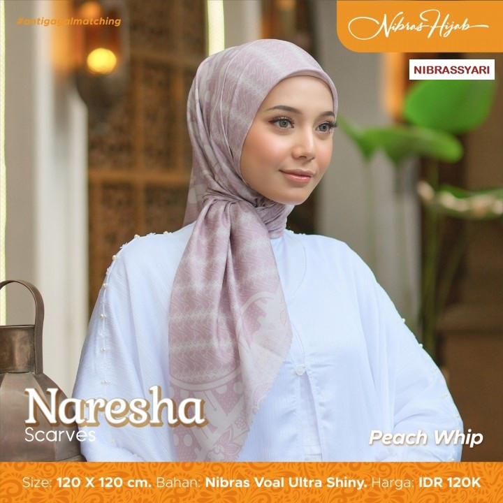 Naresha Scarves Hijab Segi Empat Bermotif Voal by Nibras