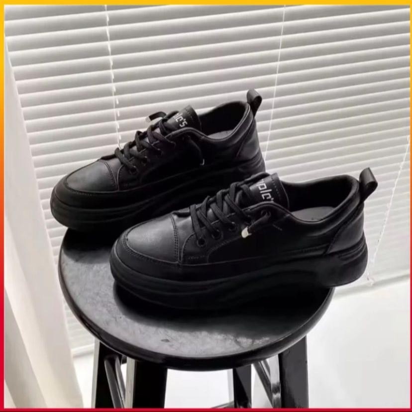 Sepatu sneakers fashion hitam wanita - sepatu casual wanita hitam polos putih polos - sepatu korea s