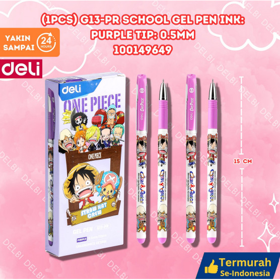 

PULPEN GEL DELI 0.5mm ONEPIECE G-13 WARNA BIRU/UNGU (1 PCS) (1PCS) G13-PR School Gel Pen InkPurple Tip 0.5mm