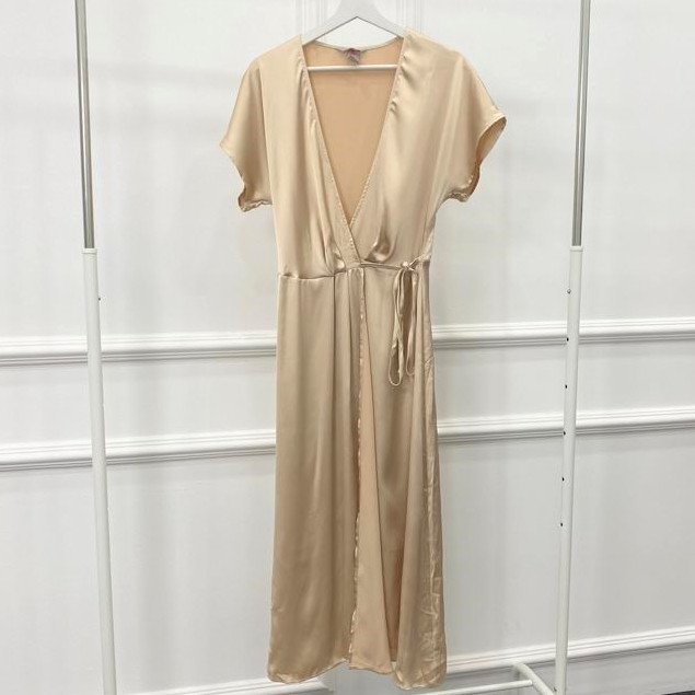 DRES KIMONO LENGAN PENDEK TALI PINGGANG  GOLD DS