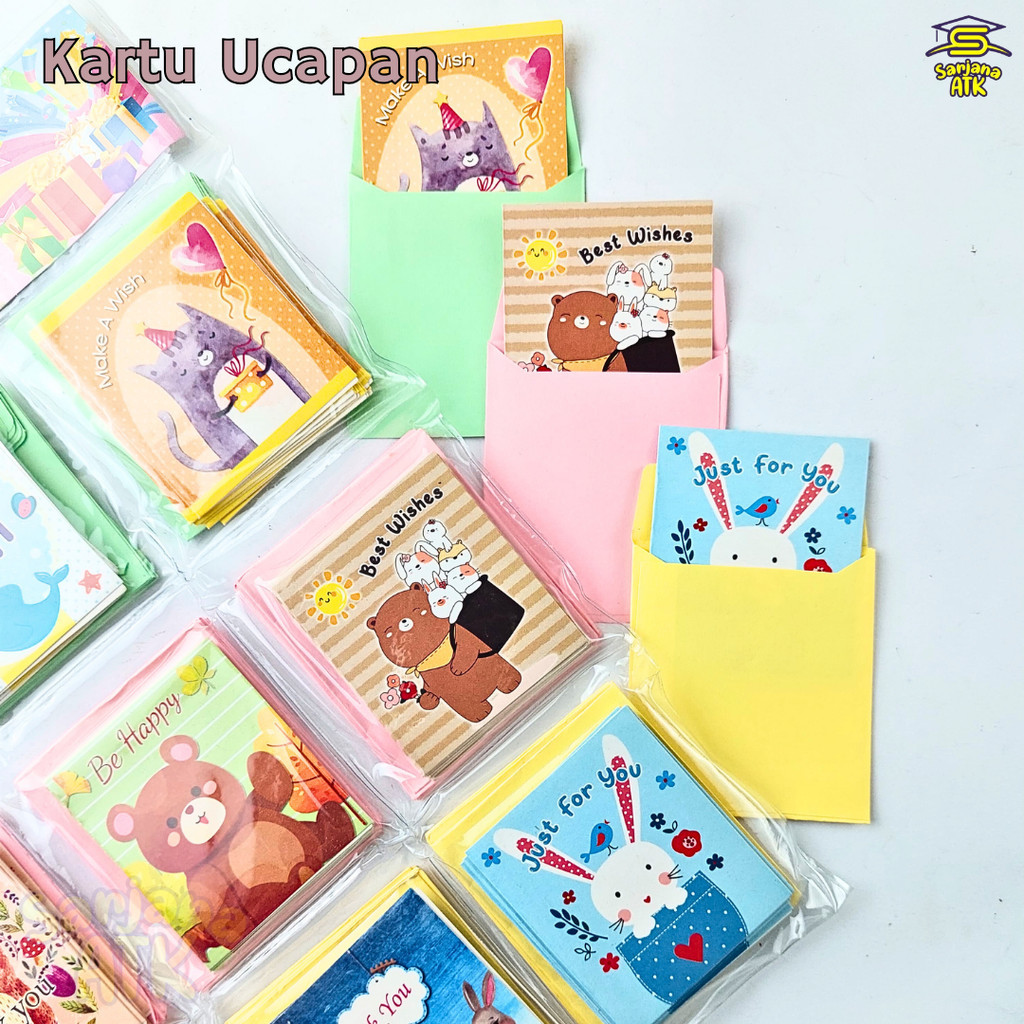 

( 10 pcs ) Greeting Card Animal / Kartu Ucapan Seri Animal + Amplop Kecil