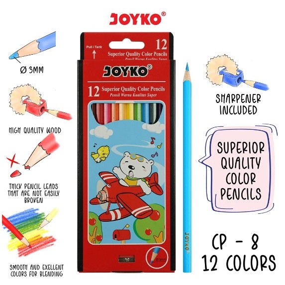 

Color Pencil Pensil Warna Joyko Cp-8 12 Warna