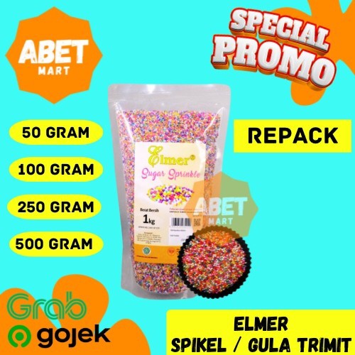 

Spikel Elmer Repack 50Gr 100Gt 250Gr 500Gr - Sprinkle Warna Warni Gula Trimit Topping Bola Manis Gram Dus Pak Pcs