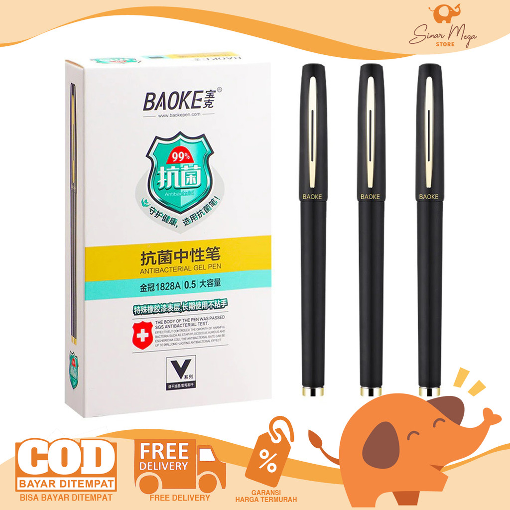 

BAOKE Gel Pen1828/1838 A- Pulpen Jel Hitam 0.5 / 0.7 mm SATUAN Murah Berkualitas