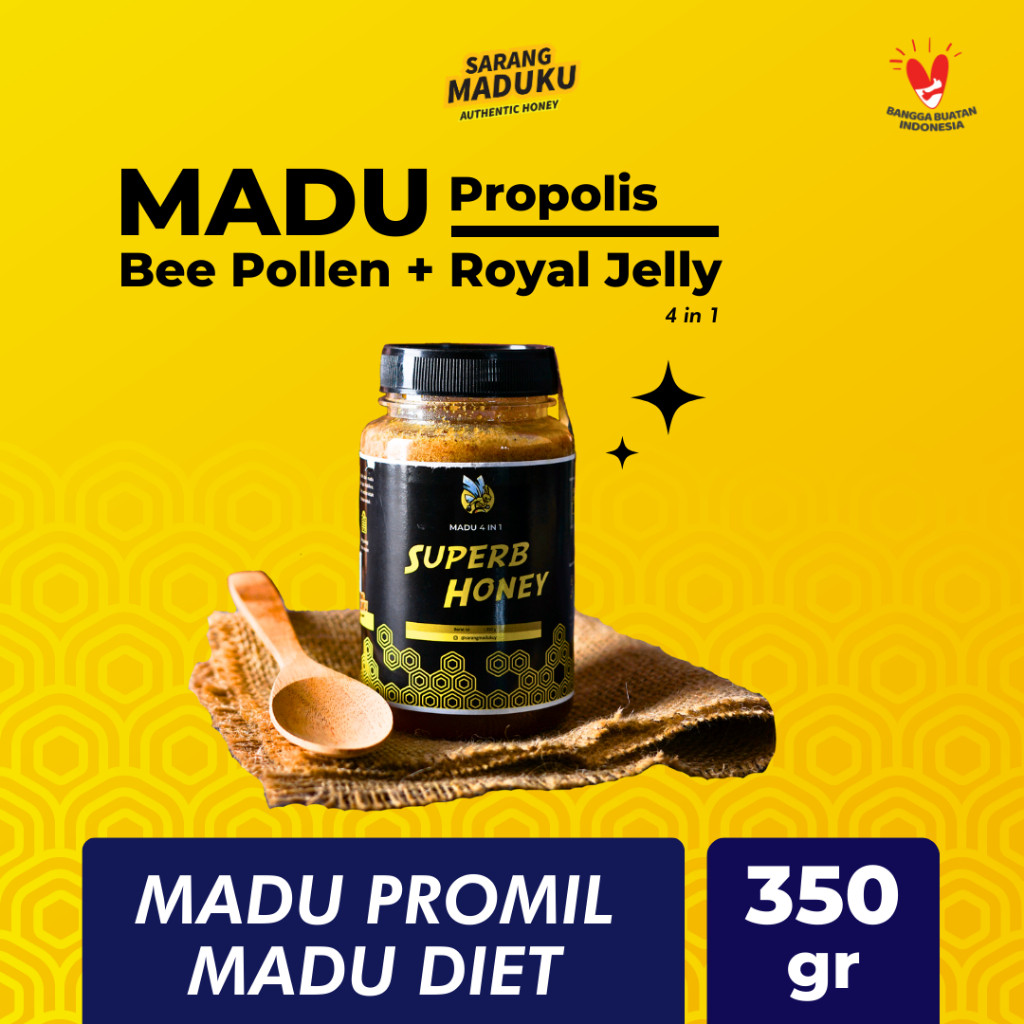 

Sarang Maduku - Madu Royal Jelly Bee Pollen Propolis Madu Promil Paket Promil Suami Istri Madu Propolis Asli