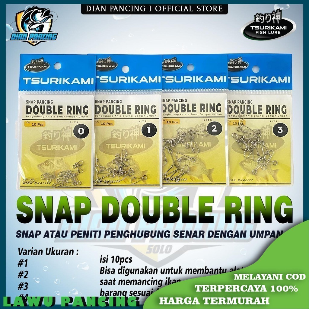 Snap Pancing Double Ring Tsurikami Peniti pancing Kuat dan Kualitas Bagus