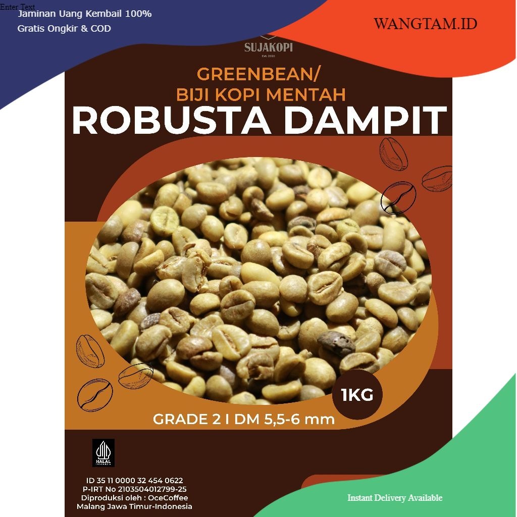 

Green Bean Robusta Dampit Greenbean biji kopi mentah G2 non sortir DM 5,5-6,5MM