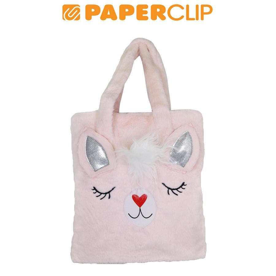 TAS / TOTE BAG PLUSHY PP931 LLAMA PINK SILVER