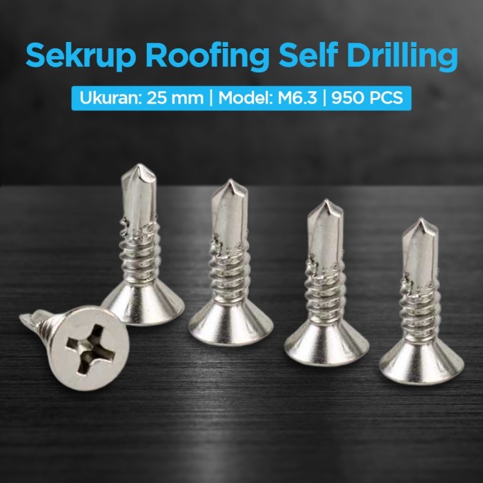 [DUS] Skrup Roofing M6.3 x 25mm Screw Flat Head Sekrup SDS FH Baja WY