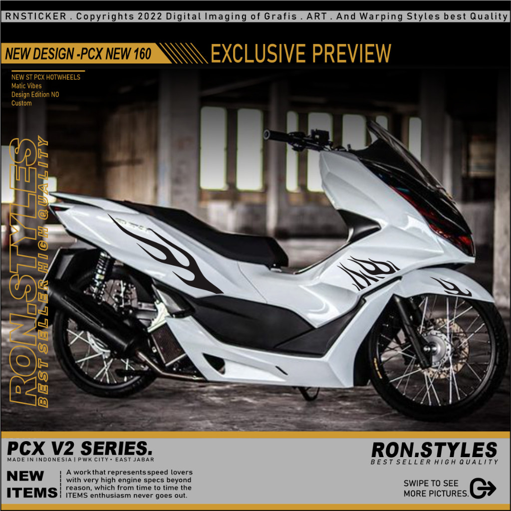 CUTTING STICKER STRIPING PCX NEW 160 STRIPING VARIASI PCX API HOT WHELLS STRIPING PCX 160 API STRIPI