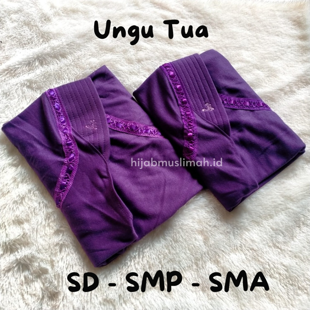 Jilbab Serut Sekolah Anak Jilab Sekolah Ungu Tua Pita Atas SD SMP SMA By Hijabmuslimah