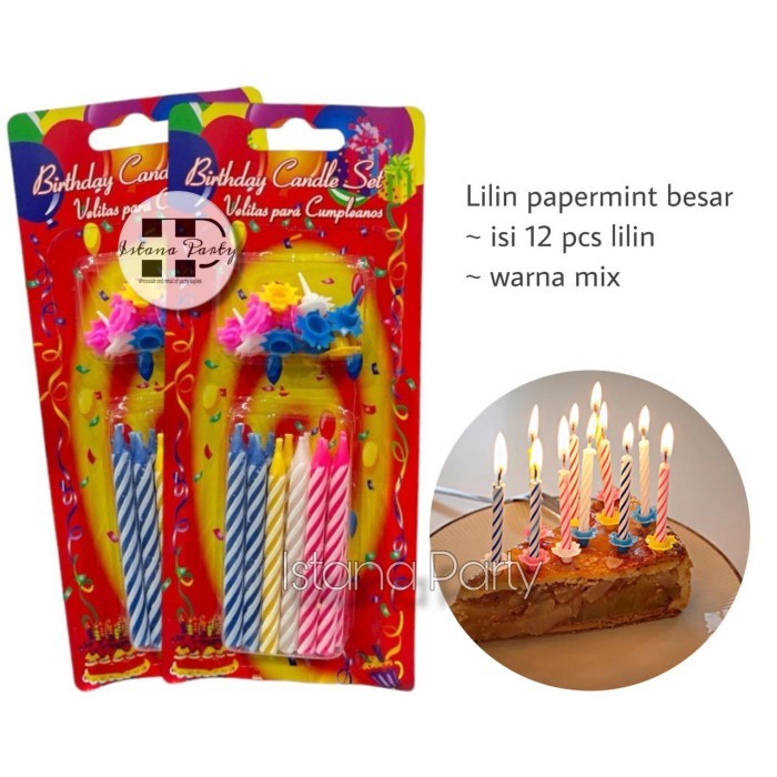Lilin Peppermint Besar/ Lilin Papermin / Lilin Ulang Tahun