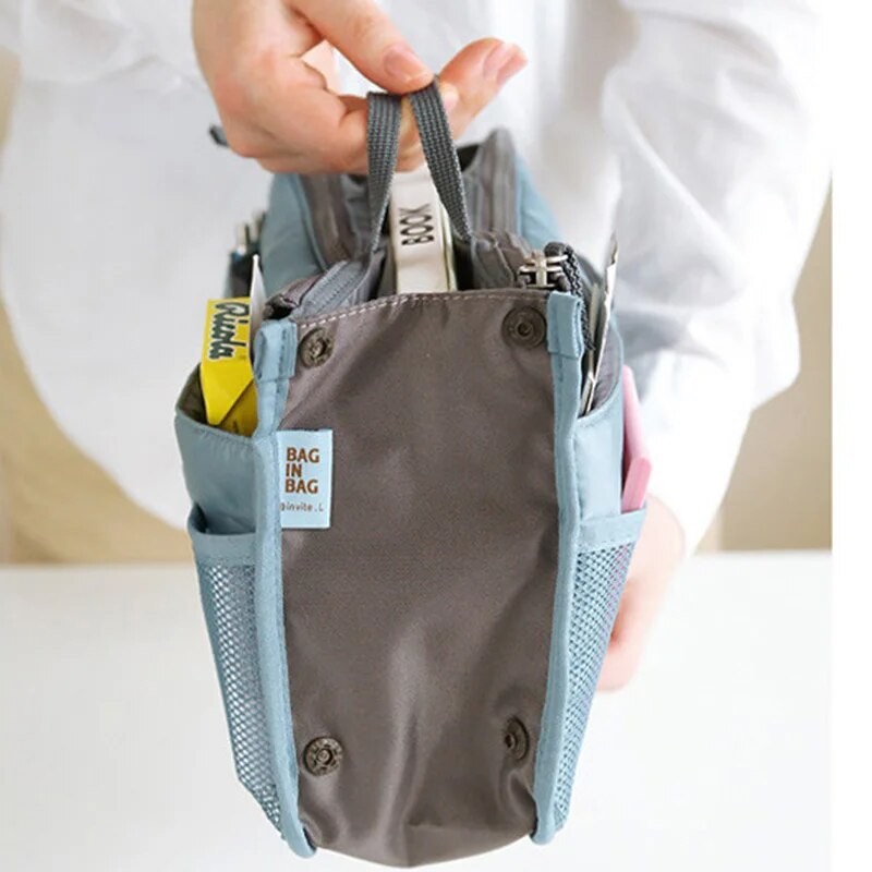 

(1pc)Korean Version Multifunctional Folding Storage Bag with Double Zippers, Large Capacity WOMEN'S Portable Makeup Bag