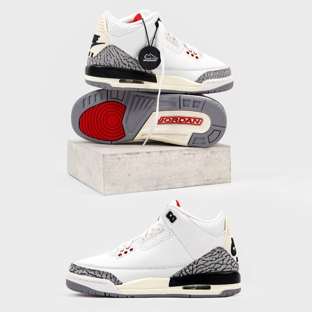 【100% Authentic】 Air Jordan 3 Retro White Cement Reimagined GS