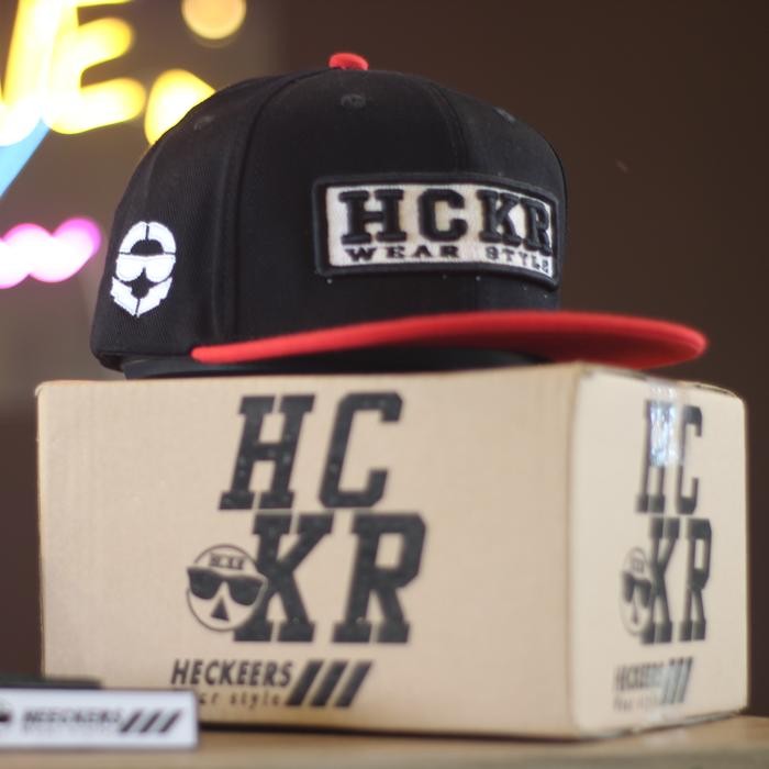 HCKR topi snapback original/topi pria distro - Hitam Merah, ALL SIZE