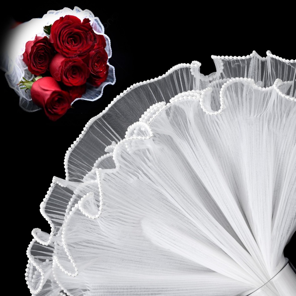 

Flower Wrapping Paper Set with Pearl Edges - Includes 1/3 Sheets of White Bouquet Wrapping Paper, Valentine's Flower Wrapping