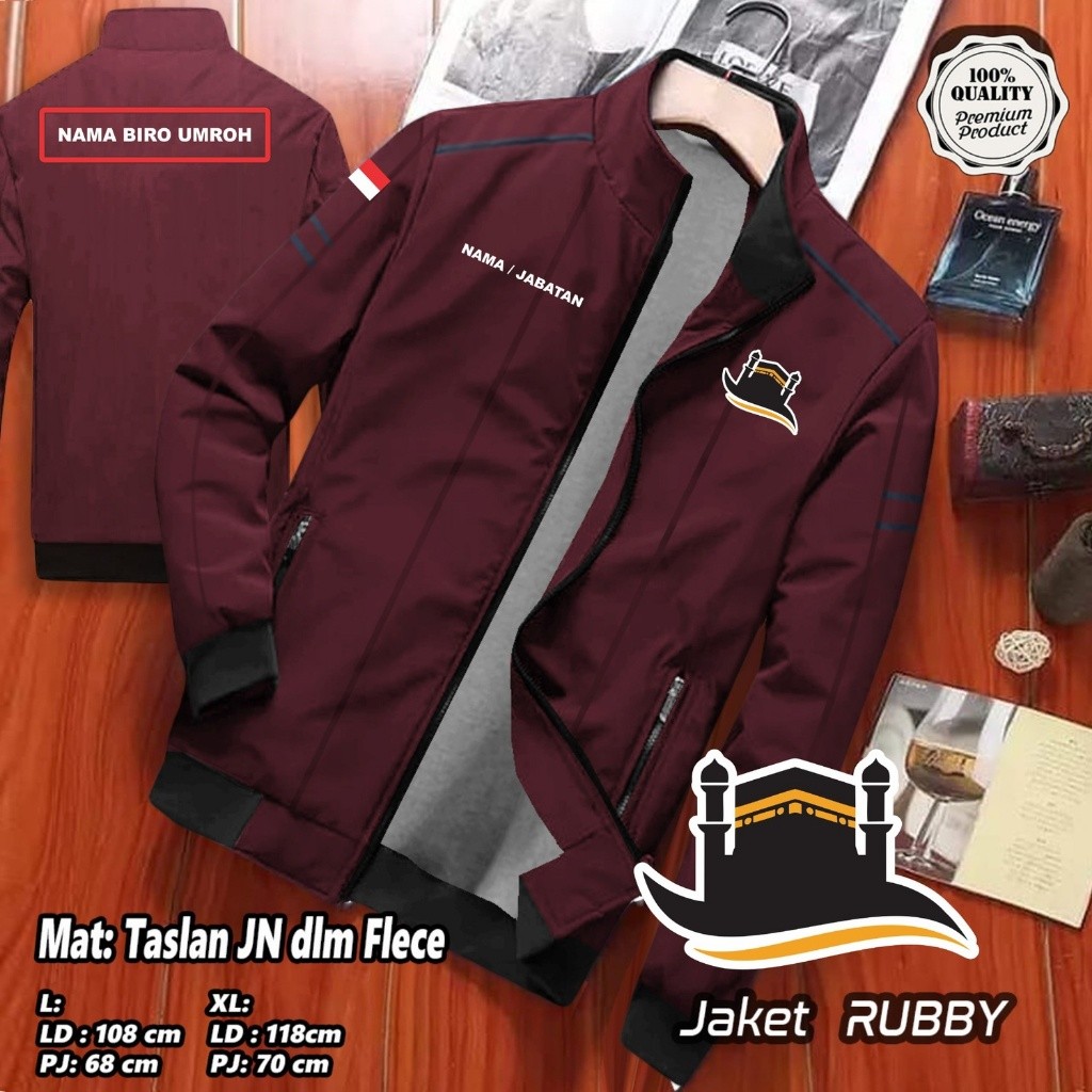 TERLARISS  JAKET WINTER RUBBY BIRO UMROH / JAKET CUSTOM  SABLON BIRO UMROH / BISA REQUEST SABLON NAM