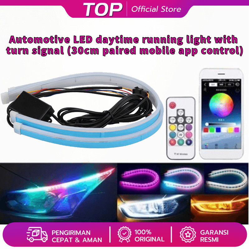 Lampu Alis Led DRL Slim RGB Remot Sen Runing 30CM  12 Volt Harga 1Set