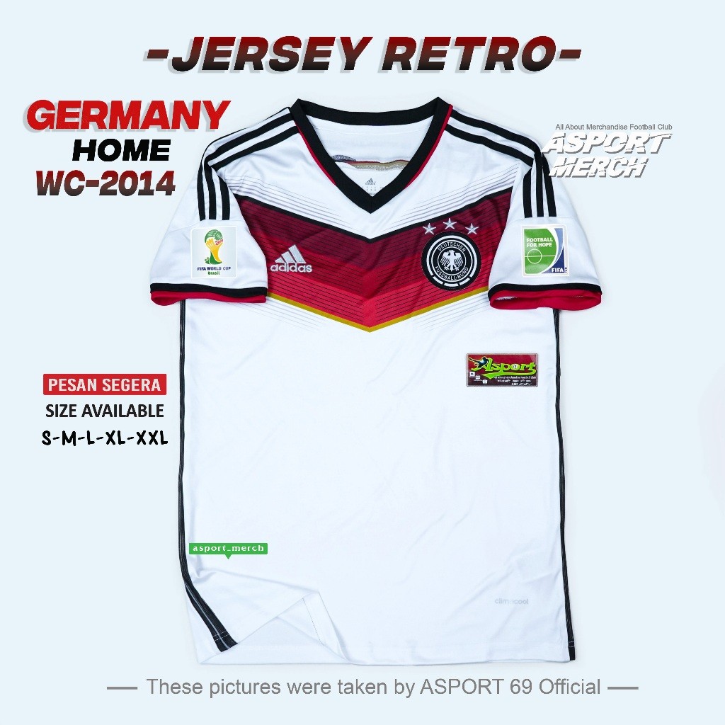 ASPORT RETRO JERMAN HOME WORLD CUP 2014  JERMAN RETRO HOME 2014