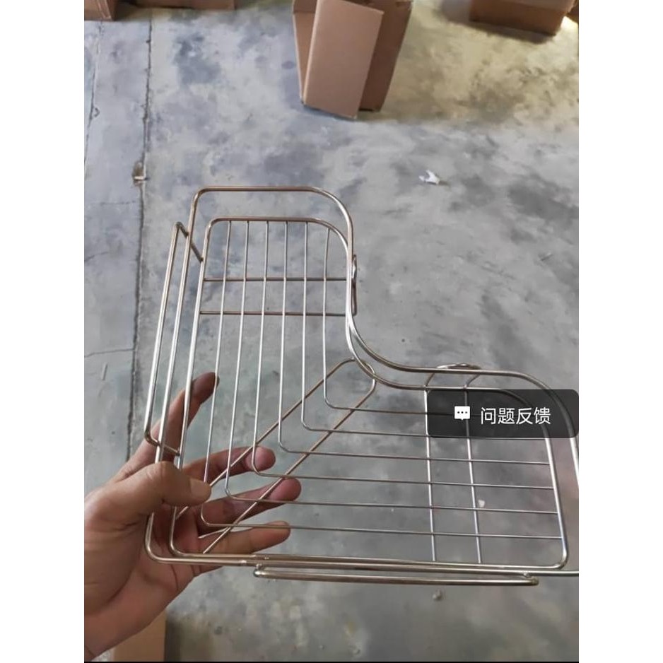 COD Rak Dapur Rak Sudut Kamar Mandi Stainless/ Rak L Serbaguna/ Rak Sudut - Stainless Steel