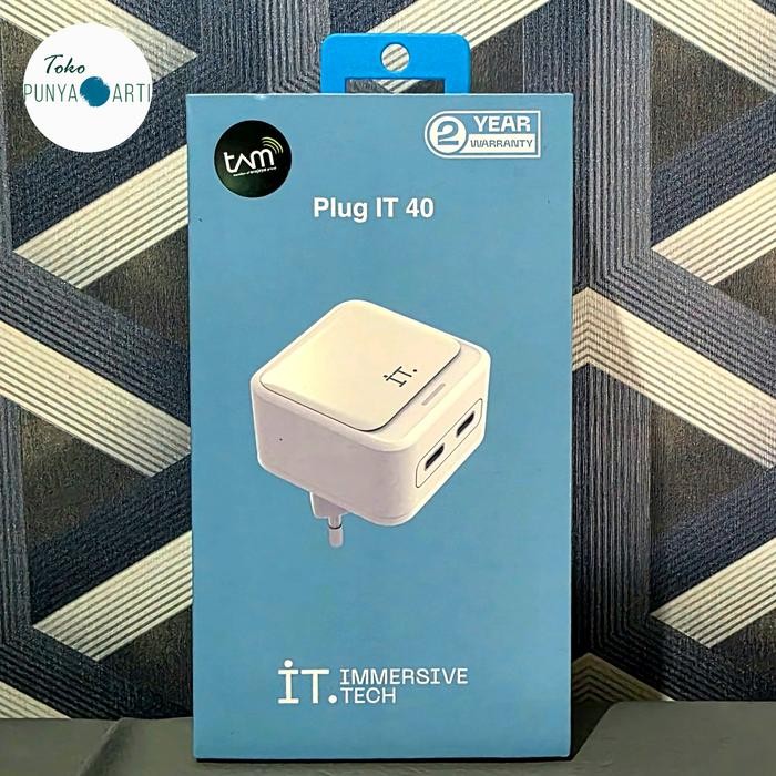 IT Plug IT 40 Watt 40W 2 Port USB Type C New Segel Garansi Resmi TAM - Black