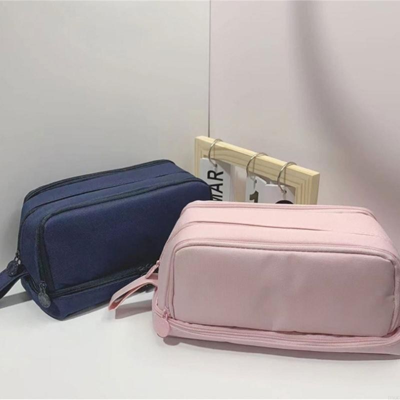 

Double Layers Pencil Bag Pencil Case Solid Color Pen Case School Office Supplies D5QC