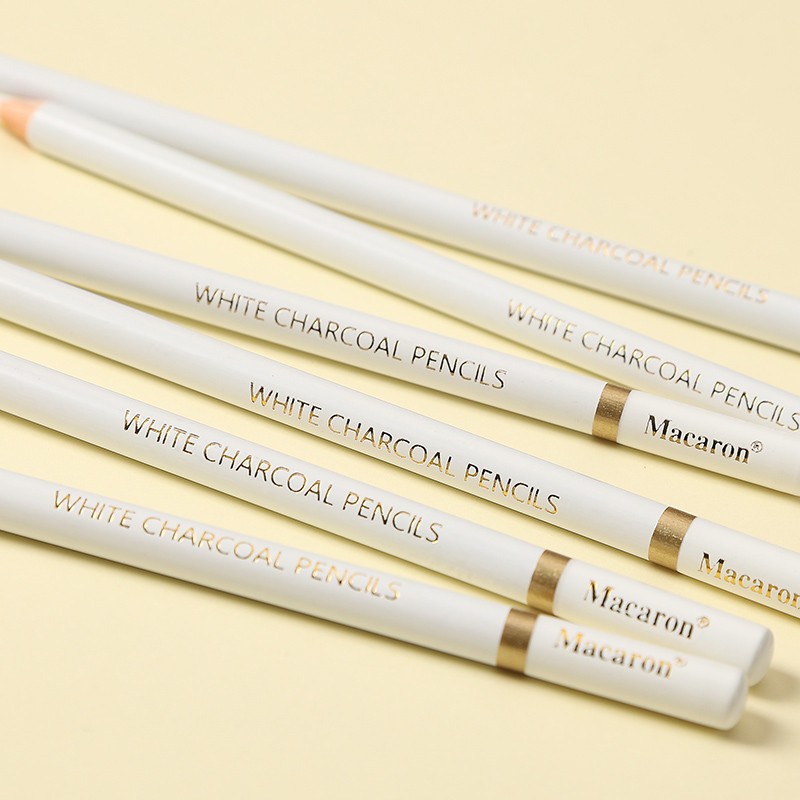 

6 PCS White Charcoal Pencils Set Highlight Sketching Pencils Artists Bold White Charcoal Transparent Object Shading Art Supplies