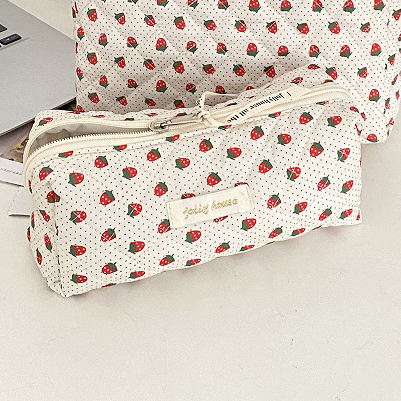 

Fashion Kawaii Pencil Case Korean Style Simple Floral Pencil Pouch For Girl Soft Cotton Large Capacity Stationery Storage Bag